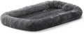 XS Dog Bed – Gray Faux Fur Bolster, Ultra-Soft and Machine Washable, Fits 22-Inch Crates and Carriers, for Small Dogs and Cats