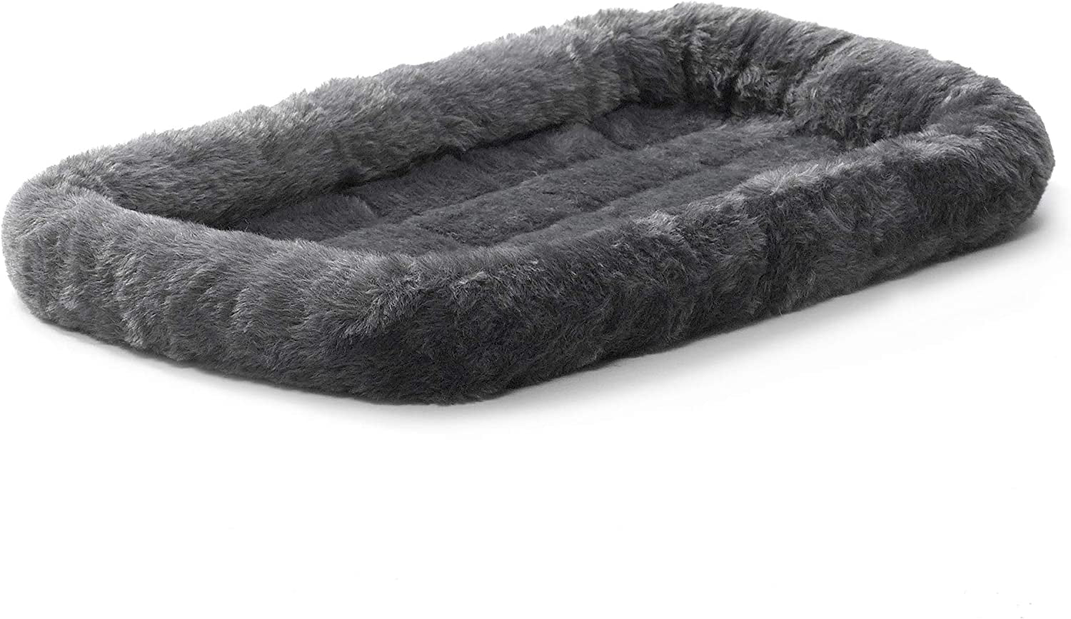 XS Dog Bed – Gray Faux Fur Bolster, Ultra-Soft and Machine Washable, Fits 22-Inch Crates and Carriers, for Small Dogs and Cats