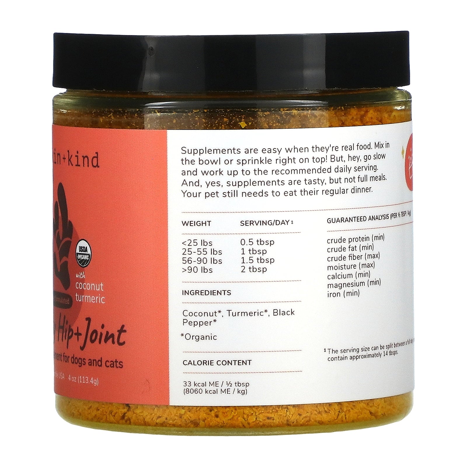 Organic Hip & Joint Supplement for Dogs & Cats - Vet Formulated with Turmeric, Black Pepper & Coconut - Natural Supplement for Dog & Cat Joint Support & Health - Made in USA