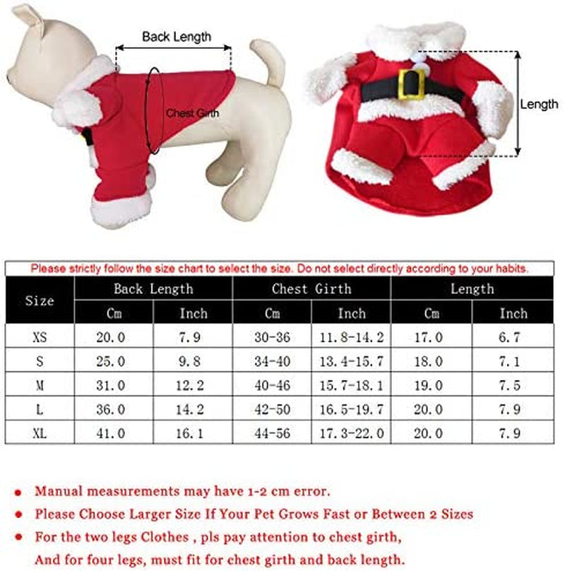 Pet Christmas Costumes, Dog Cat Christmas Costume, Funny Pet Cosplay Outfit with a Cap for Party Dress up Clothing Christmas (Red, X-Small)