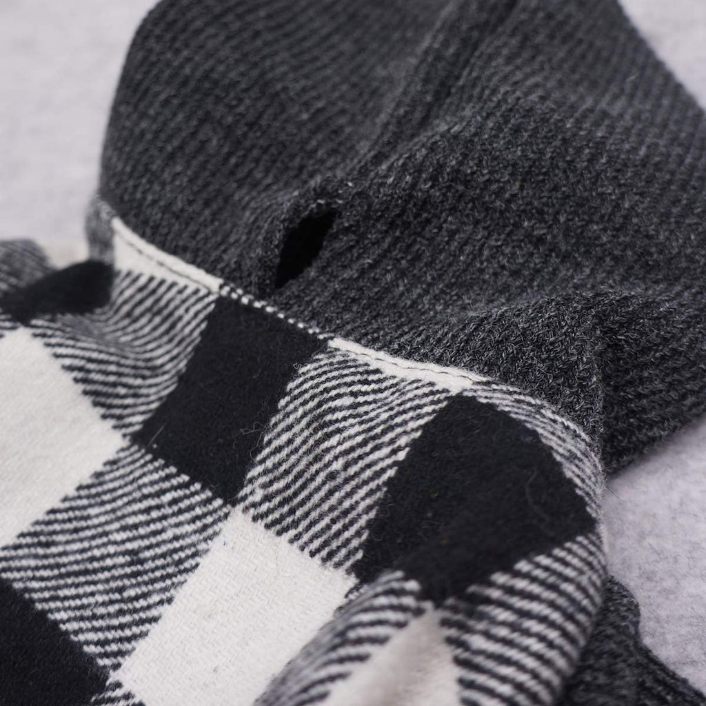 Knitted Plaid Dog Dress Hoodie Sweatshirts Pet Clothes Sweater Coats Cat Outfits Black Small