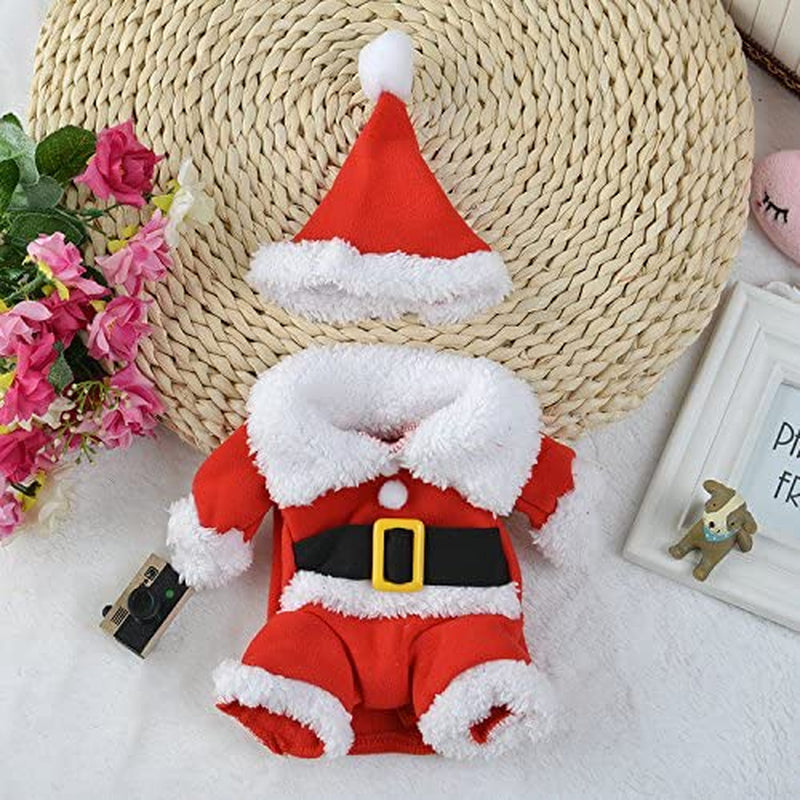 Pet Christmas Costumes, Dog Cat Christmas Costume, Funny Pet Cosplay Outfit with a Cap for Party Dress up Clothing Christmas (Red, X-Small)