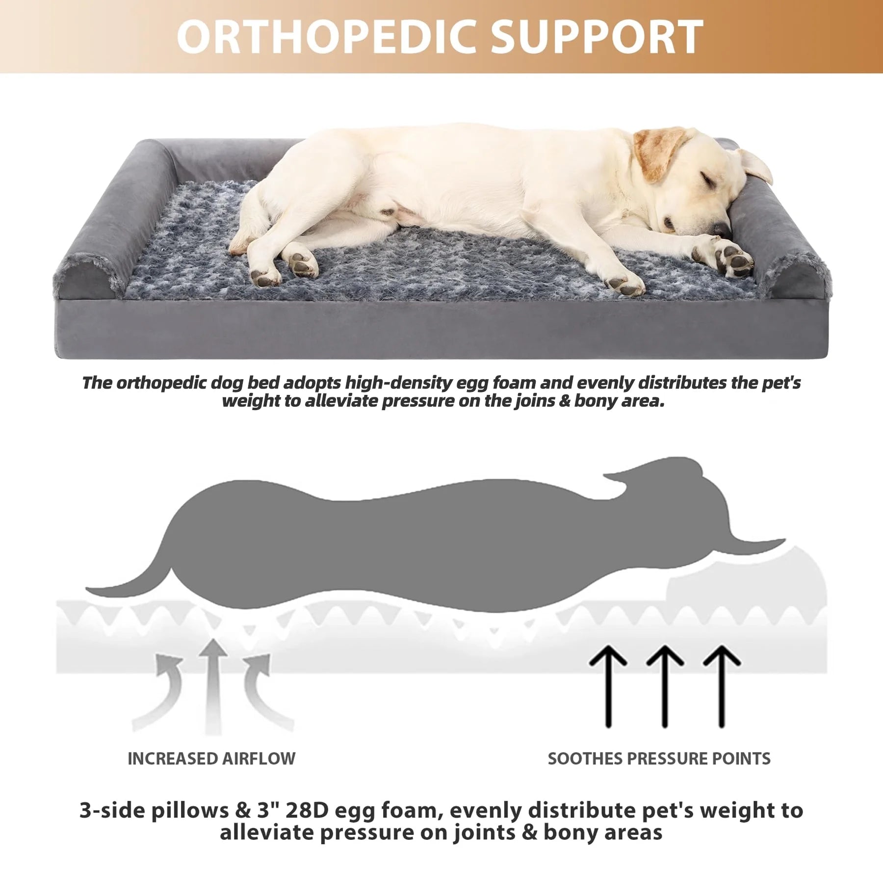 29" Orthopedic Dog Bed for Medium Dogs with Waterproof Washable Cover and Memory Foam