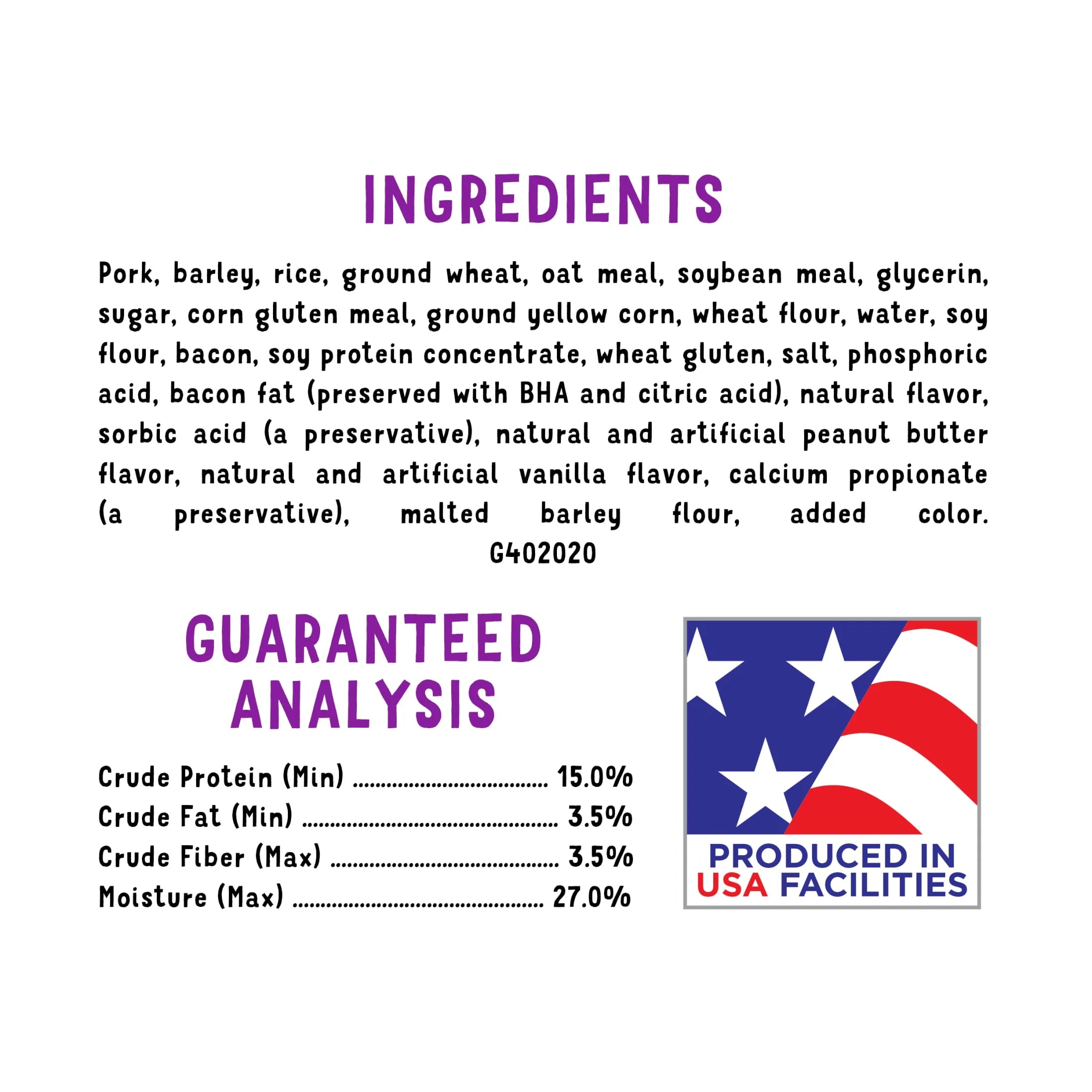 Purina  Strips Dog Treats with Real Bacon & Peanut Butter Flavors Tender Chews, 40 Oz Pouch