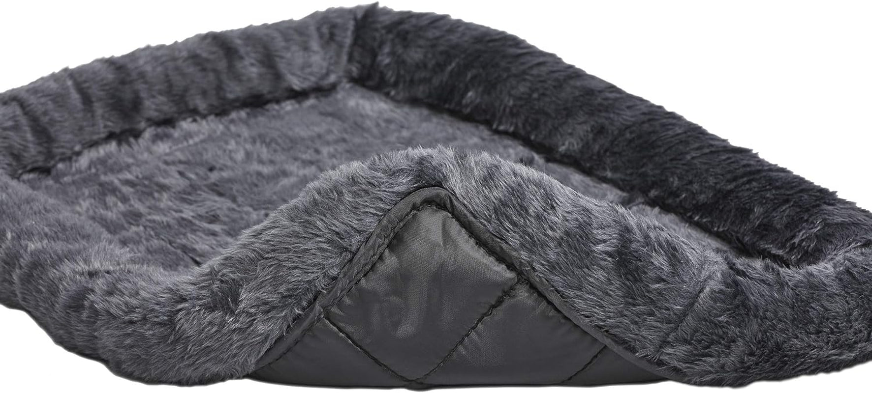 XS Dog Bed – Gray Faux Fur Bolster, Ultra-Soft and Machine Washable, Fits 22-Inch Crates and Carriers, for Small Dogs and Cats