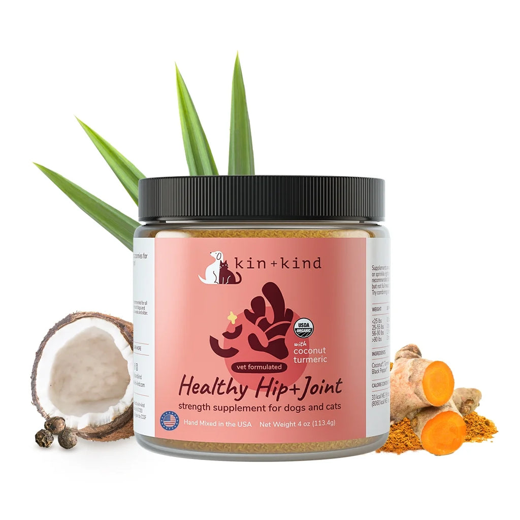 Organic Hip & Joint Supplement for Dogs & Cats - Vet Formulated with Turmeric, Black Pepper & Coconut - Natural Supplement for Dog & Cat Joint Support & Health - Made in USA